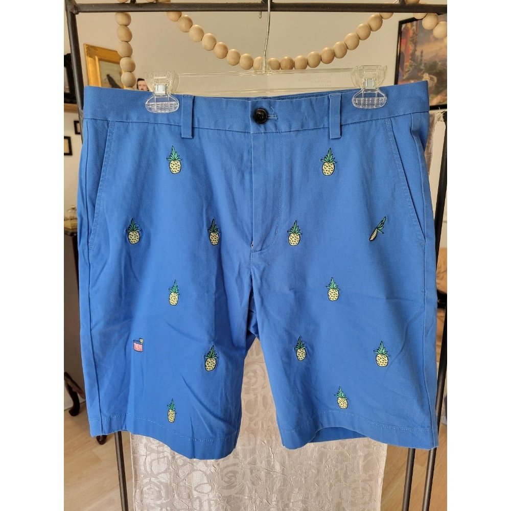 New men's vineyard Vines sz 32 breaker shorts in sky blue w pineapple embroidery